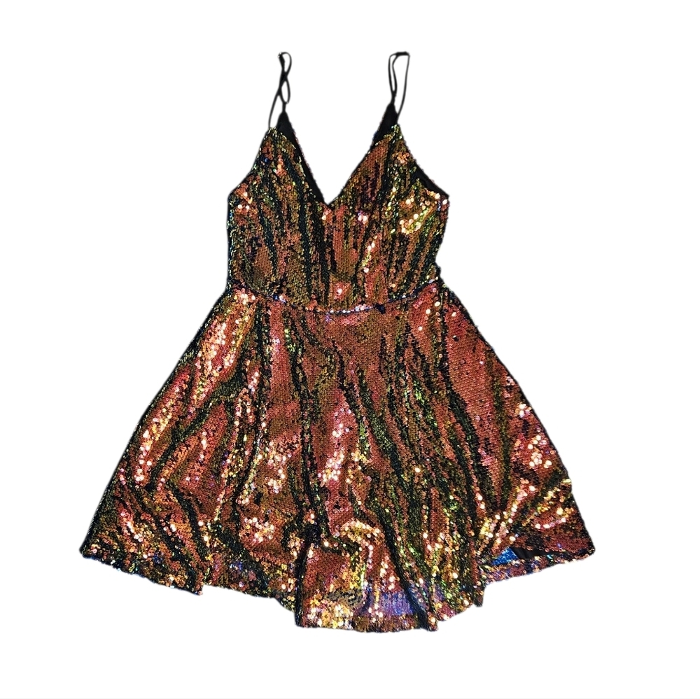 Windsor Multicolor Sequin V-Neck Mini Dress Spaghetti Strap size Small